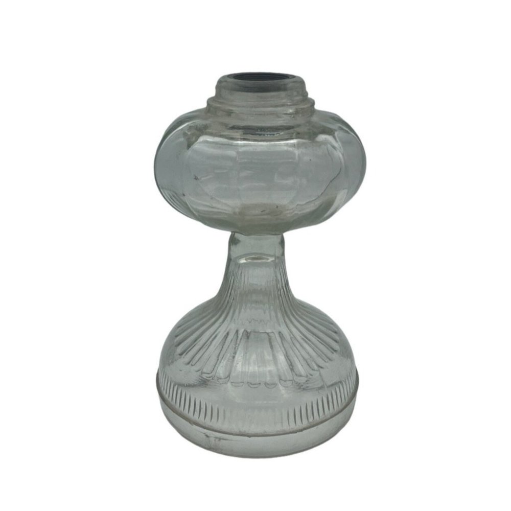 Vintage Clear Pressed Glass KErosene Lamp Base 8.25 Inch Tall